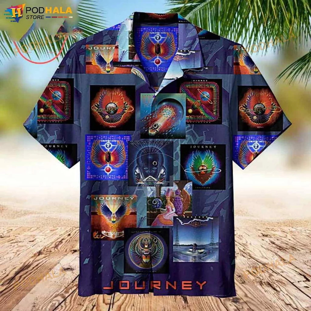 Journey Collage Hawaiian Shirt With Artistic Exploration Design