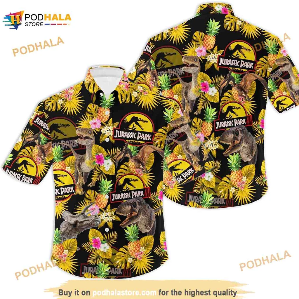 Jurassic Park Dinosaur Hawaiian Shirt, Colorful Tropical Aloha Shirt