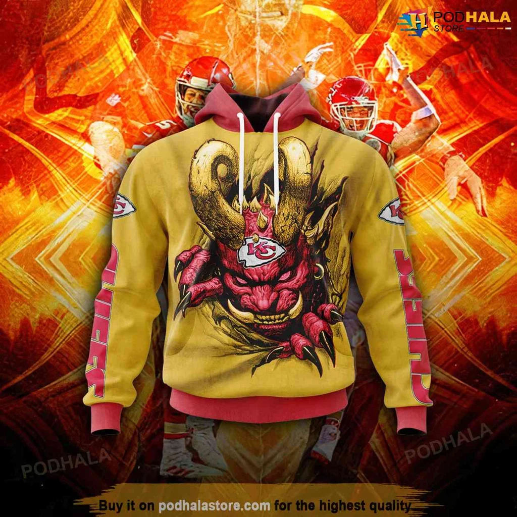 Kansas City Chiefs 3d Hoodie With Fierce Cartoon Creature Design