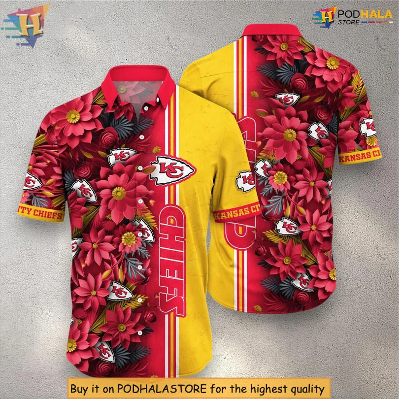 Kansas City Chiefs Aloha Hawaiian Shirt With Tropical Flowers