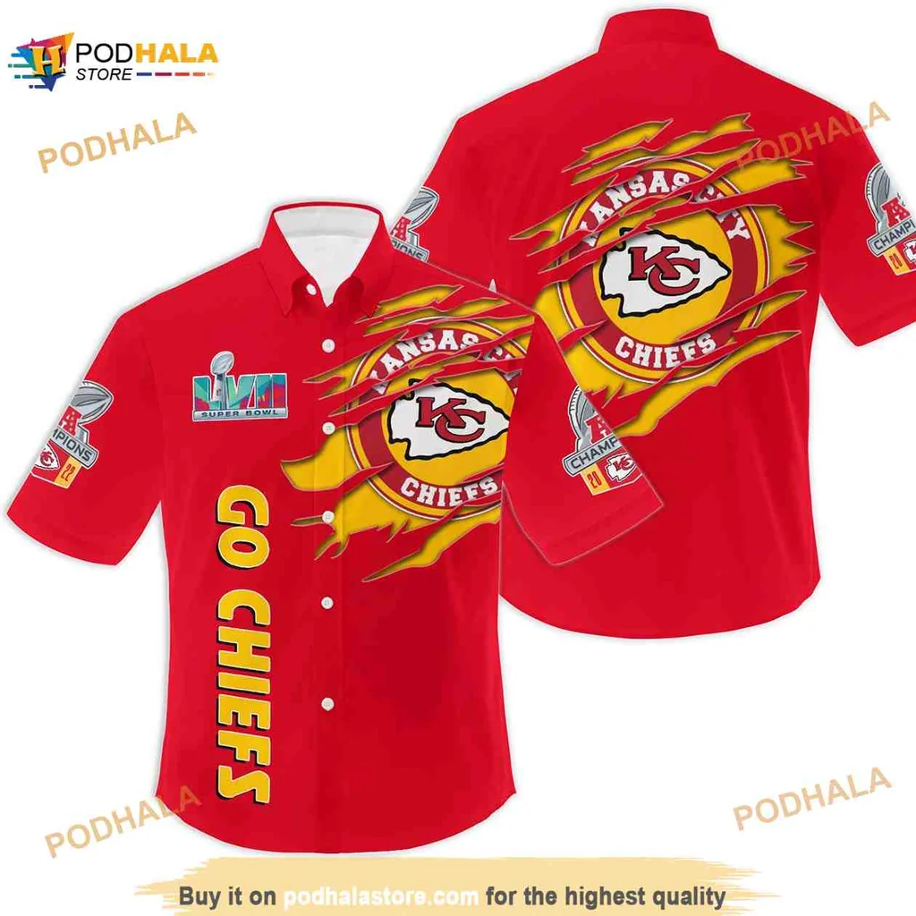 Kansas City Chiefs Aloha Shirt Featuring Go Chiefs Design