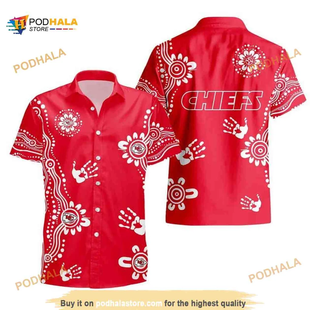 Kansas City Chiefs Aloha Shirt Red With Tropical Design