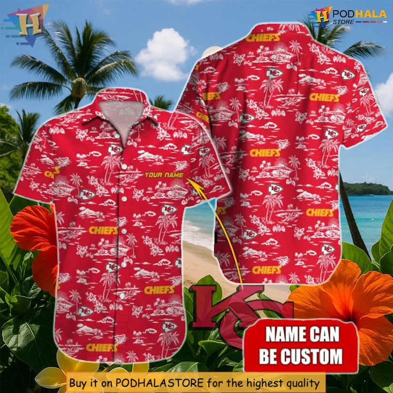 Kansas City Chiefs Tropical Shirt With Classic Island Pattern And Your Name Kansas City Chiefs Tropical Shirt With Classic Island Pattern And Your Name