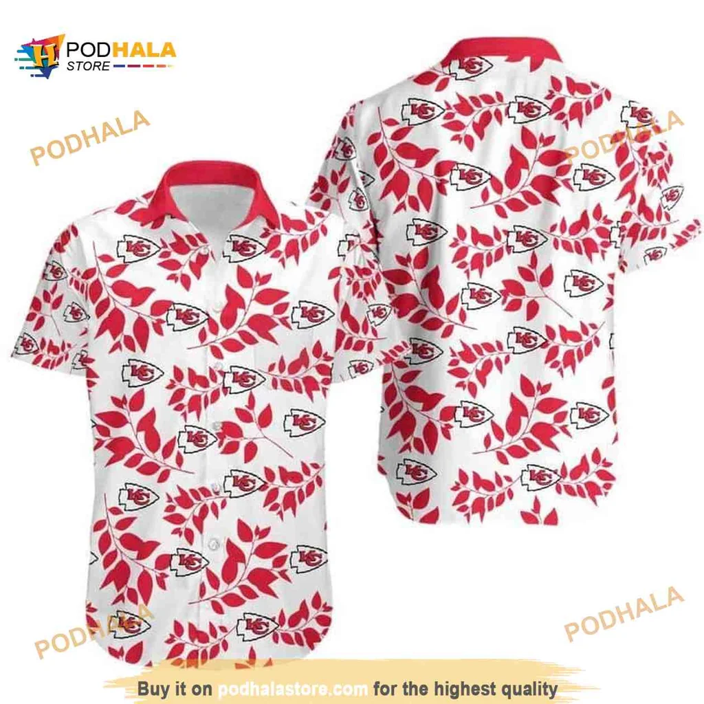 Kansas City Chiefs Aloha Shirt With Red Leaves Pattern