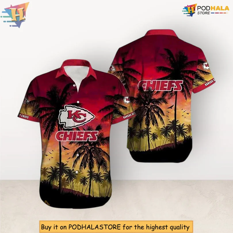 Kansas City Chiefs Aloha Shirt With Tropical Palm Tree Design
