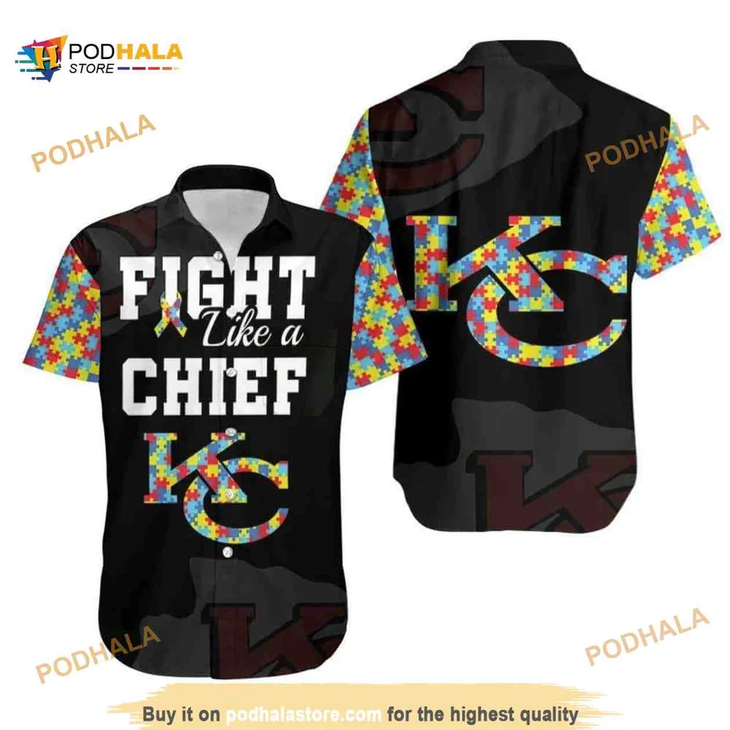 Kansas City Chiefs Autism Support Shirt, Fight Like A Chief Design