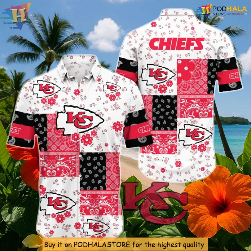 Kansas City Chiefs Bandana Aloha Shirt With Bold Team Spirit Design Kansas City Chiefs Bandana Aloha Shirt With Bold Team Spirit Design