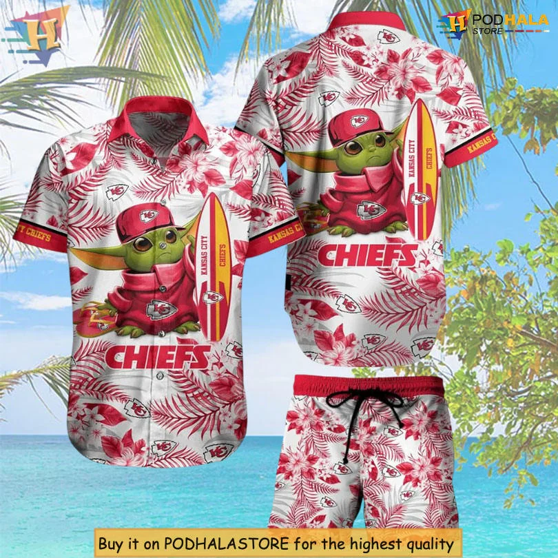 Kansas City Chiefs Beach Hawaiian Shirt With Baby Yoda Design