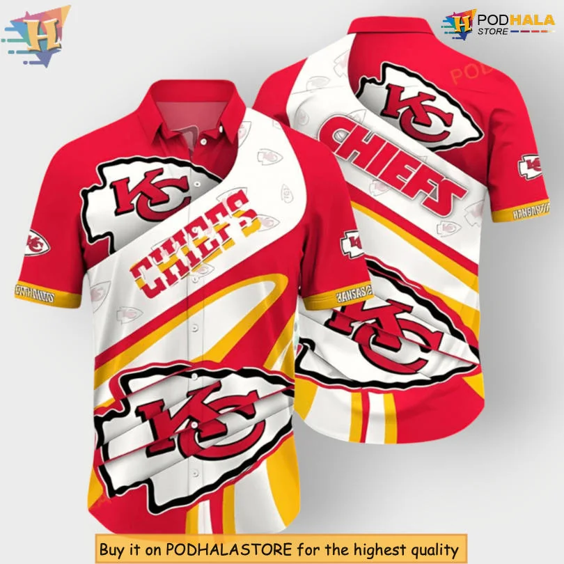 Kansas City Chiefs Beach Hawaiian Shirt With Logo Pattern