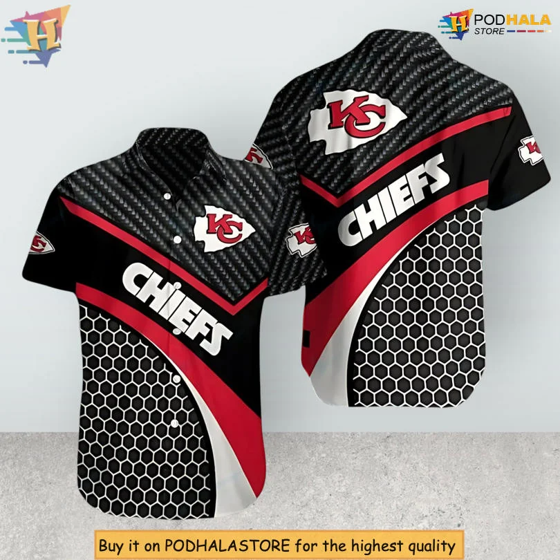 Kansas City Chiefs Carbon Fiber Hawaiian Shirt With Bold Logo