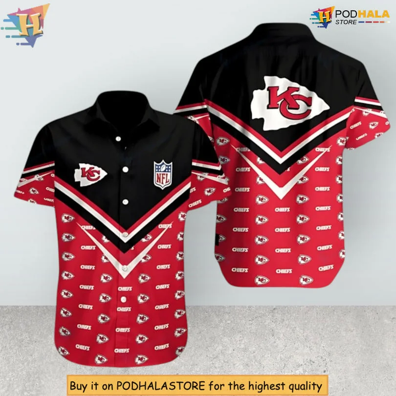 Kansas City Chiefs Chevron Pattern Hawaiian Shirt With Bold Design