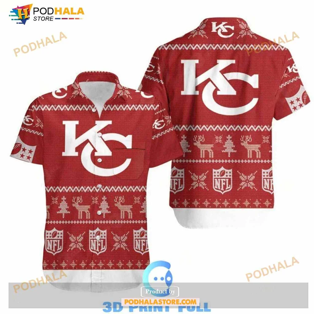 Kansas City Chiefs Christmas Hawaiian Shirt With Festive All Over Print