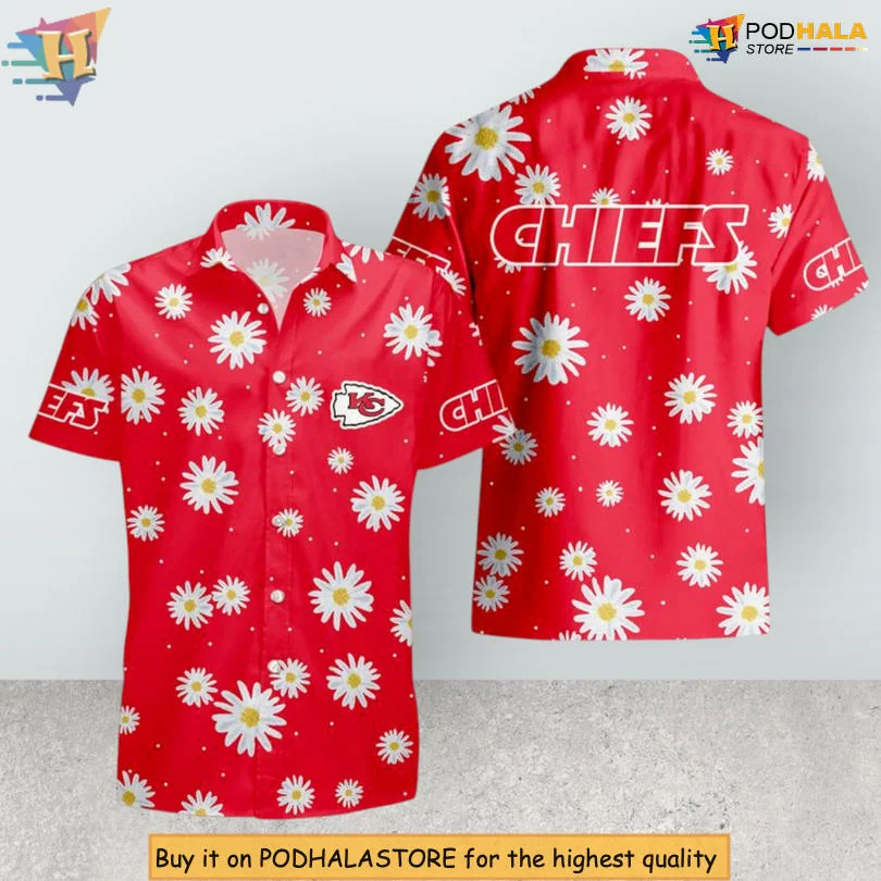 Kansas City Chiefs Daisy Hawaiian Shirt With Bold Floral Design