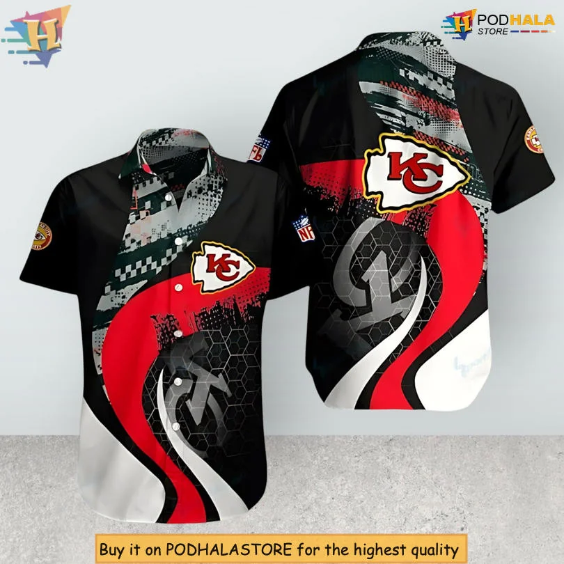 Kansas City Chiefs Digital Camo Hawaiian Shirt With Bold Team Logo