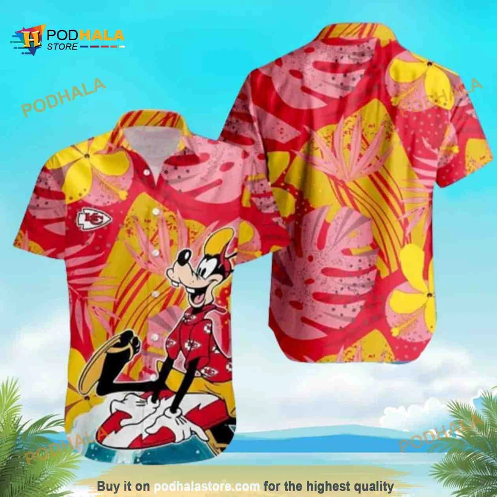 Kansas City Chiefs Disney Hawaiian Shirt With Tropical Flowers