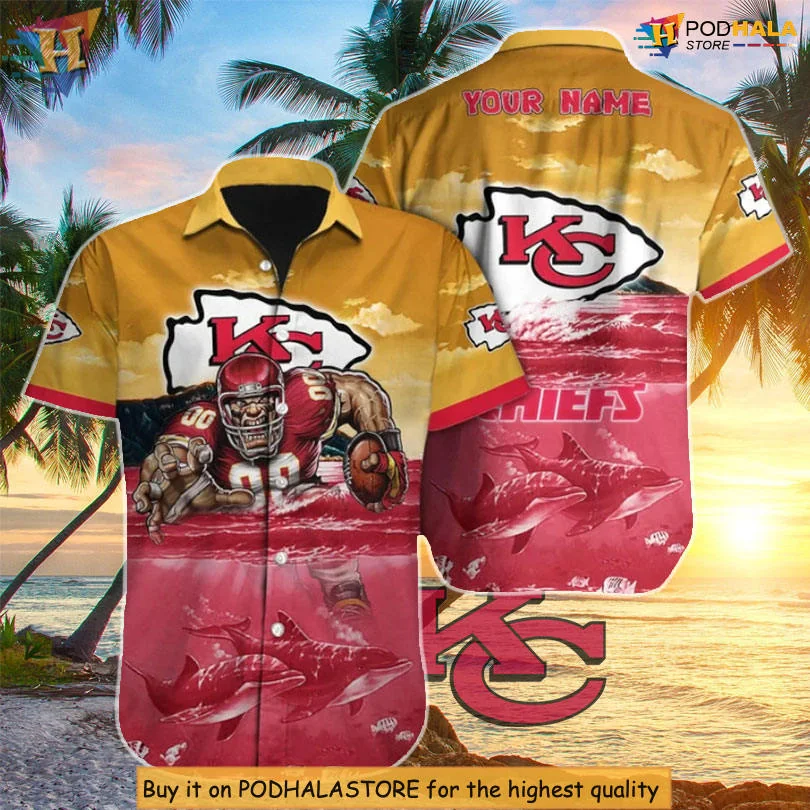 Kansas City Chiefs Dolphin Hawaiian Shirt With Tropical Ocean Design