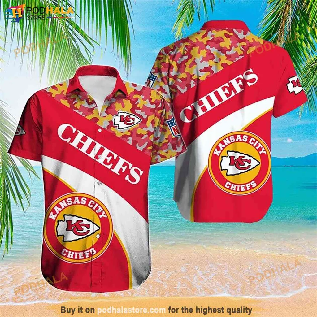 Kansas City Chiefs Fan Hawaiian Shirt, Vibrant Red Tee With Team Logo
