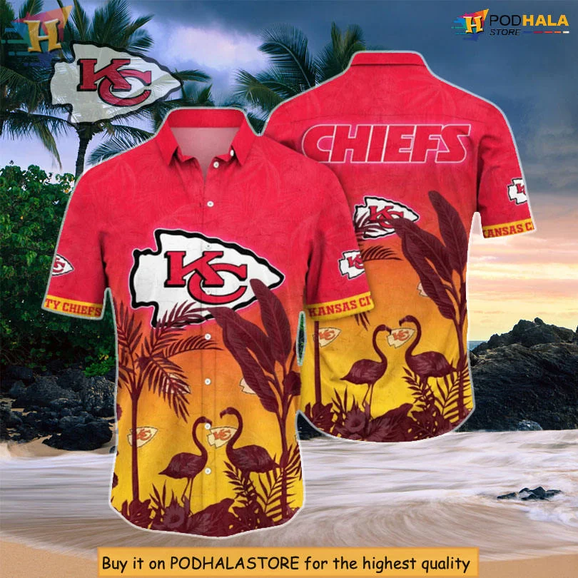 Kansas City Chiefs Flamingo Hawaiian Shirt With Hibiscus Design