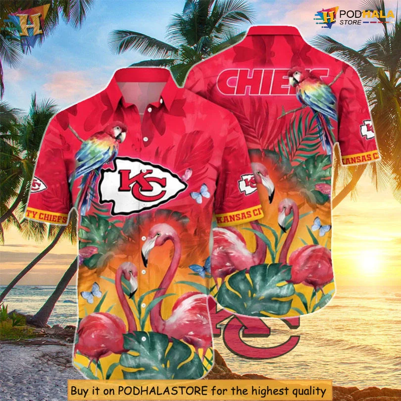 Kansas City Chiefs Flamingo Hawaiian Shirt With Tropical Design