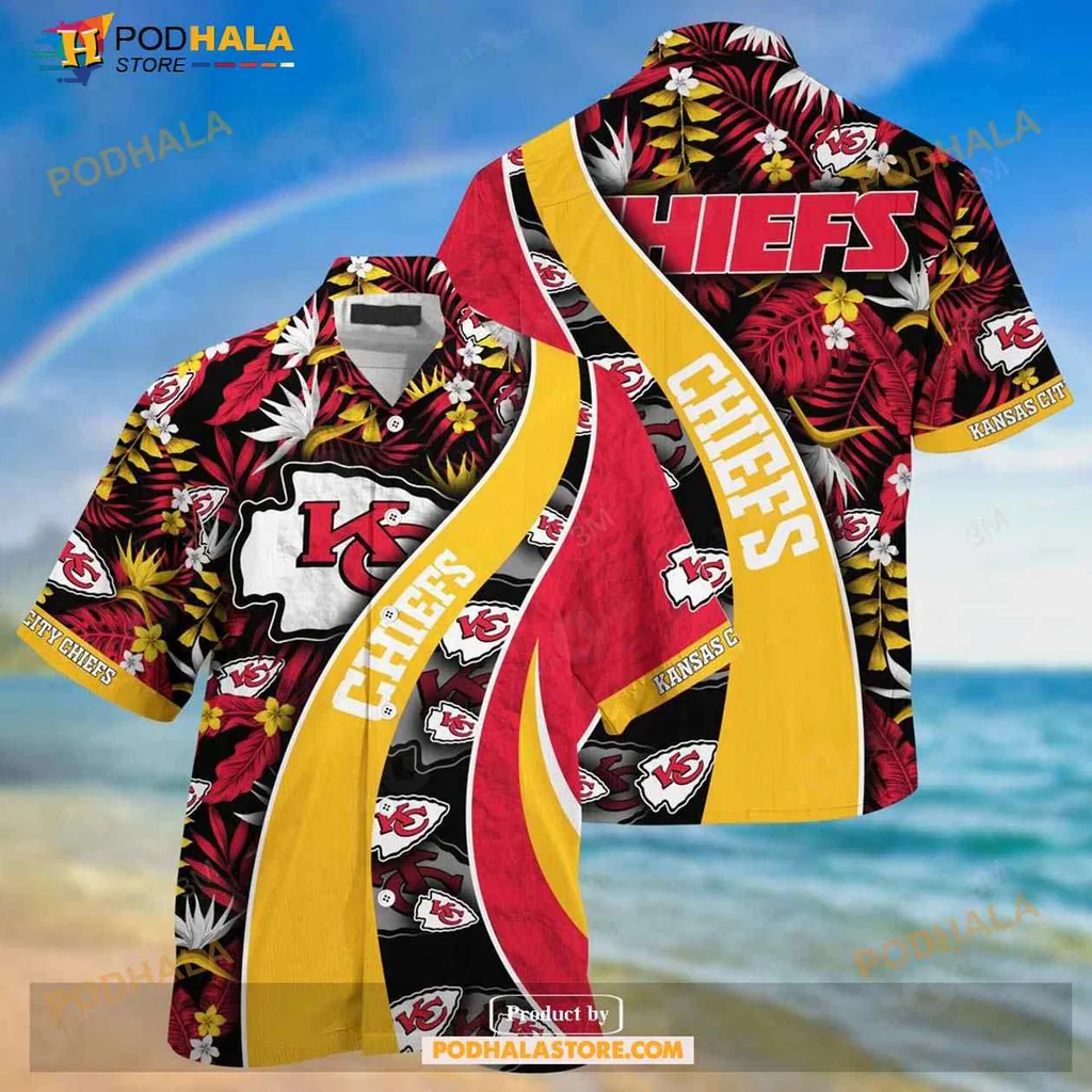 Kansas City Chiefs Floral Hawaiian Shirt With Bold Logo And Tropical Design