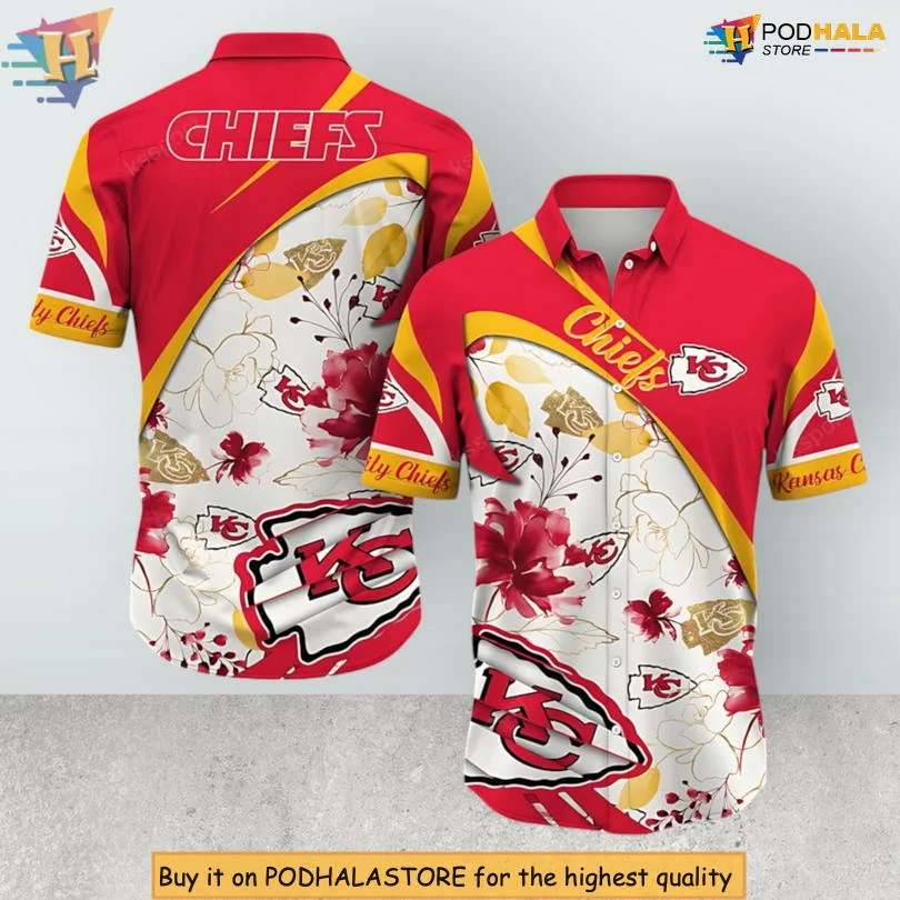Kansas City Chiefs Floral Hawaiian Shirt With Bold Red Design