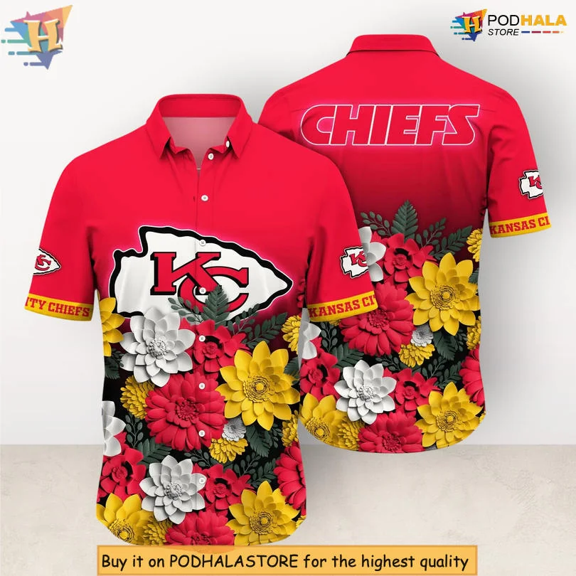 Kansas City Chiefs Floral Hawaiian Shirt With Customizable Design