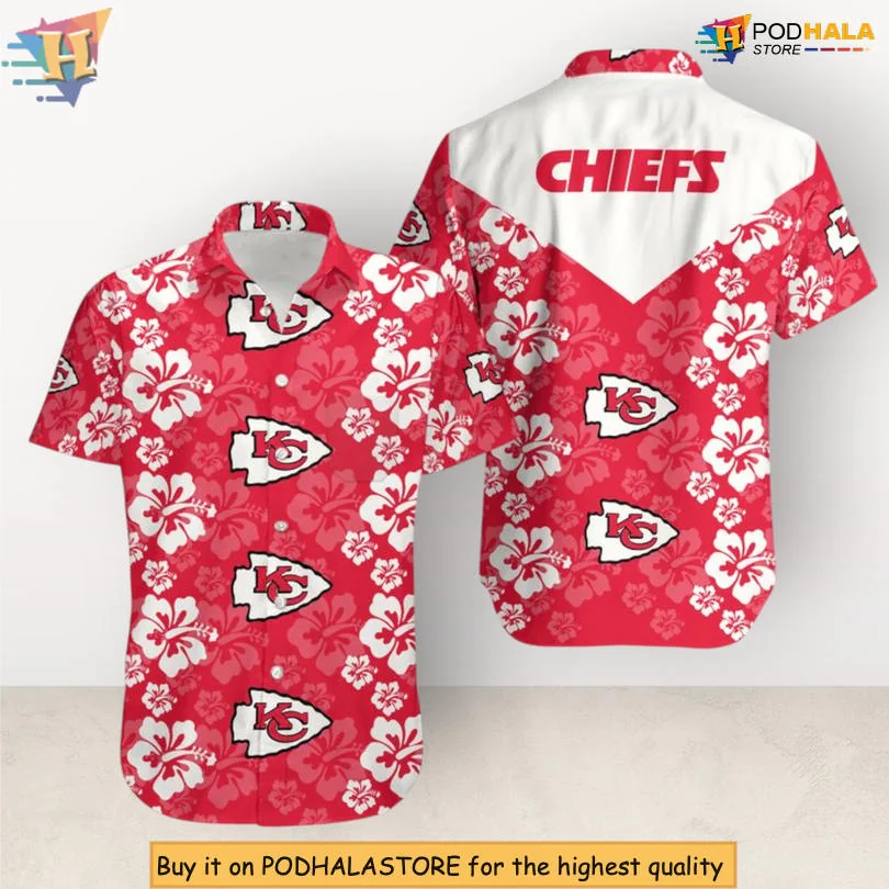 Kansas City Chiefs Floral Hawaiian Shirt With Hibiscus Design