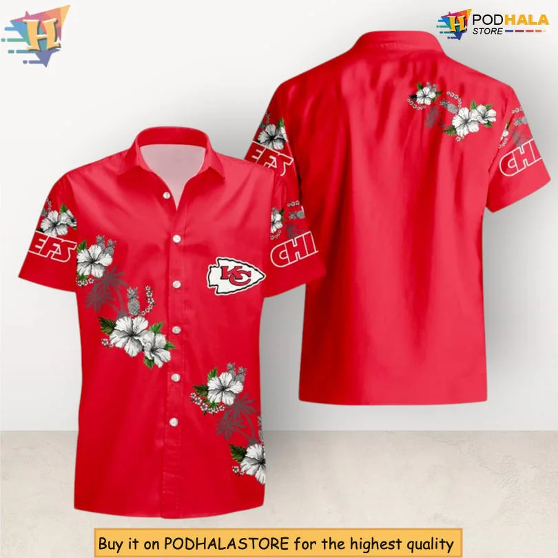 Kansas City Chiefs Floral Hawaiian Shirt With Hibiscus Design