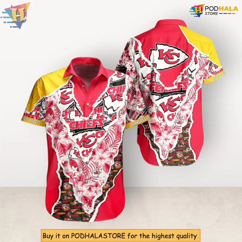 Kansas City Chiefs Floral Hawaiian Shirt With Retro Aesthetic