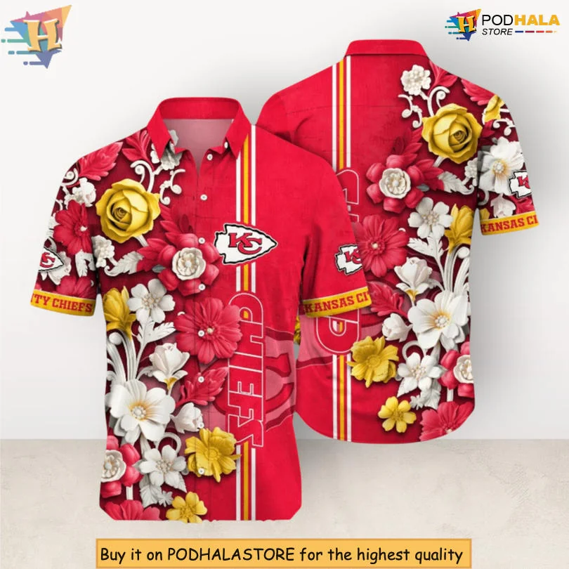 Kansas City Chiefs Floral Hawaiian Shirt With Tropical Design