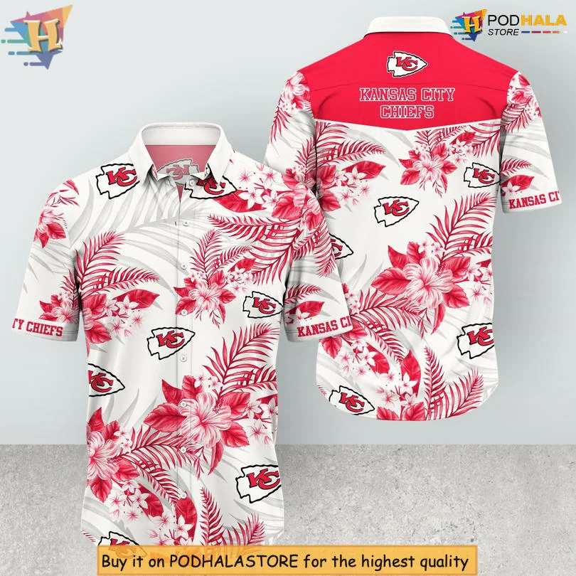 Kansas City Chiefs Floral Hawaiian Shirt With Vibrant Red And Pink Design