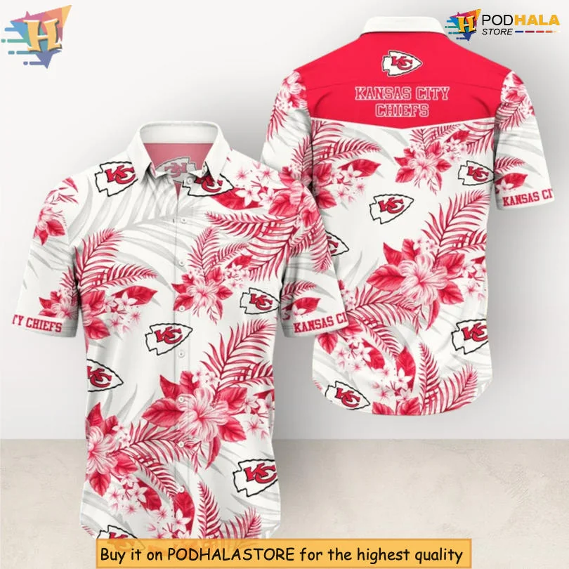 Kansas City Chiefs Floral Hawaiian Shirt With Vibrant Red And White Design