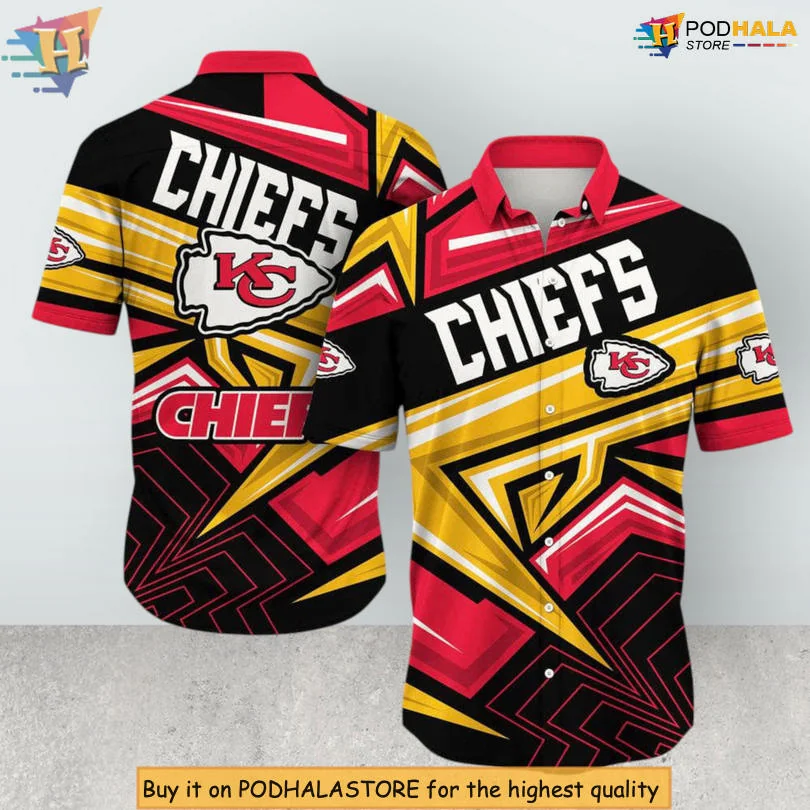 Kansas City Chiefs Geometric Hawaiian Shirt With Bold Design