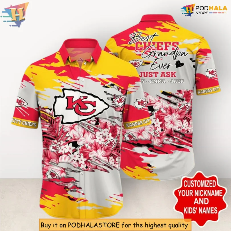 Kansas City Chiefs Grandma Floral Hawaiian Shirt, Best Chiefs Grandma Ever Just Ask