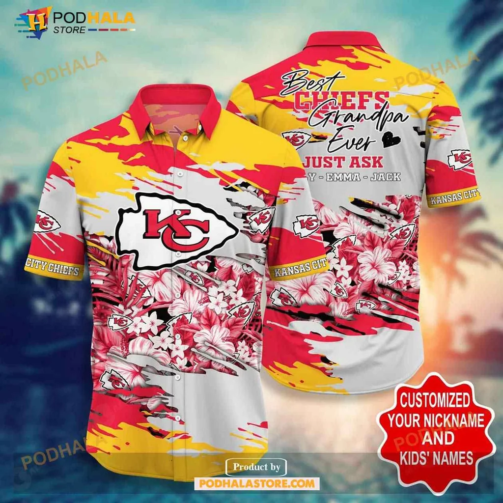 Kansas City Chiefs Grandpa Hawaiian Shirt, Best Chiefs Grandpa Ever Just Ask