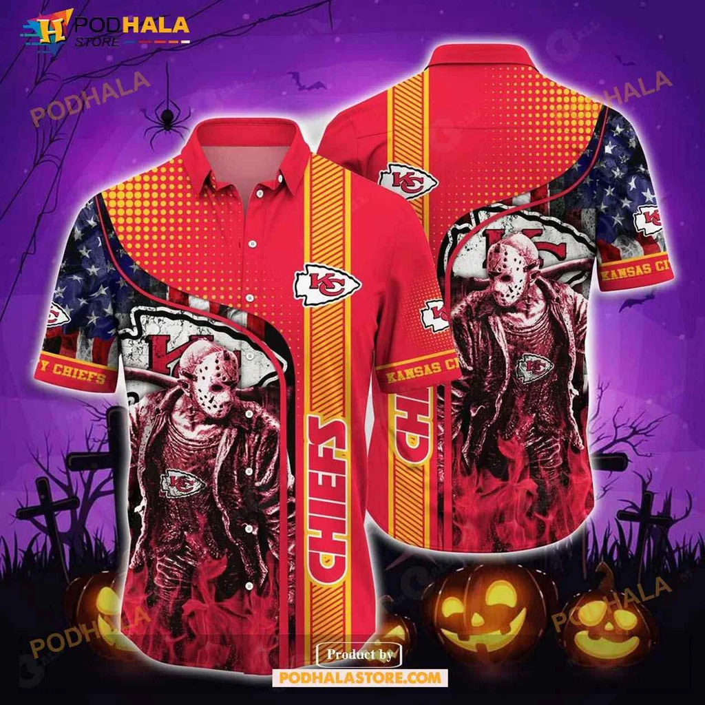 Kansas City Chiefs Halloween Shirt With Horror Theme And Flames Kansas City Chiefs Halloween Shirt With Horror Theme And Flames