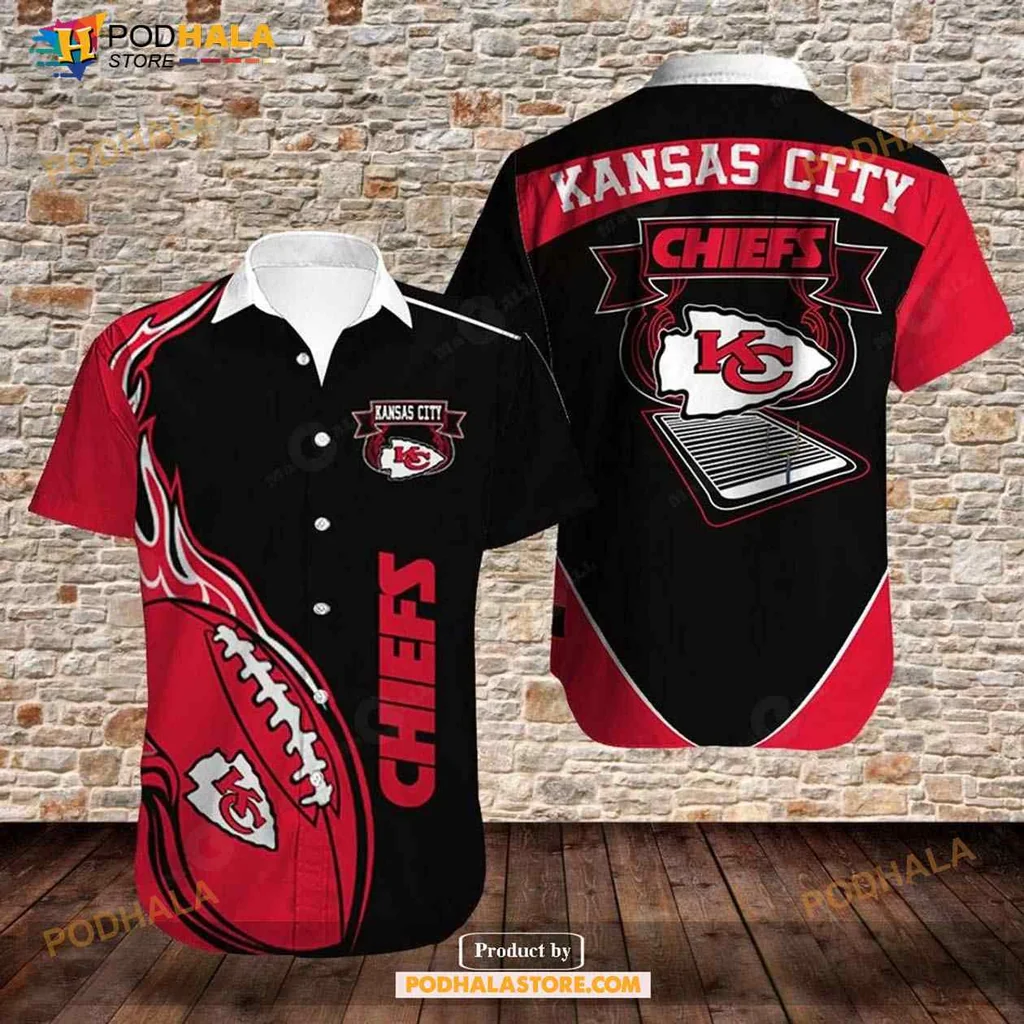 Kansas City Chiefs Hawaiian Shirt With Bold Football Design