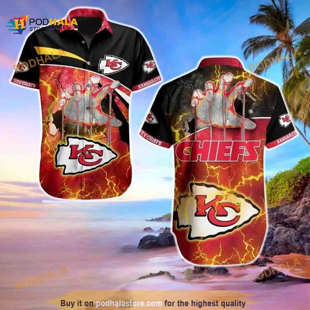 Kansas City Chiefs Hawaiian Shirt With Bold Hand Design