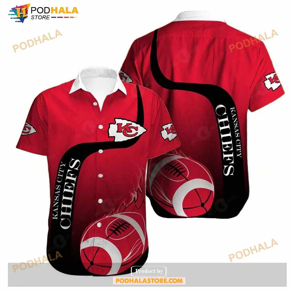 Kansas City Chiefs Hawaiian Shirt With Bold Logo And Football Graphics