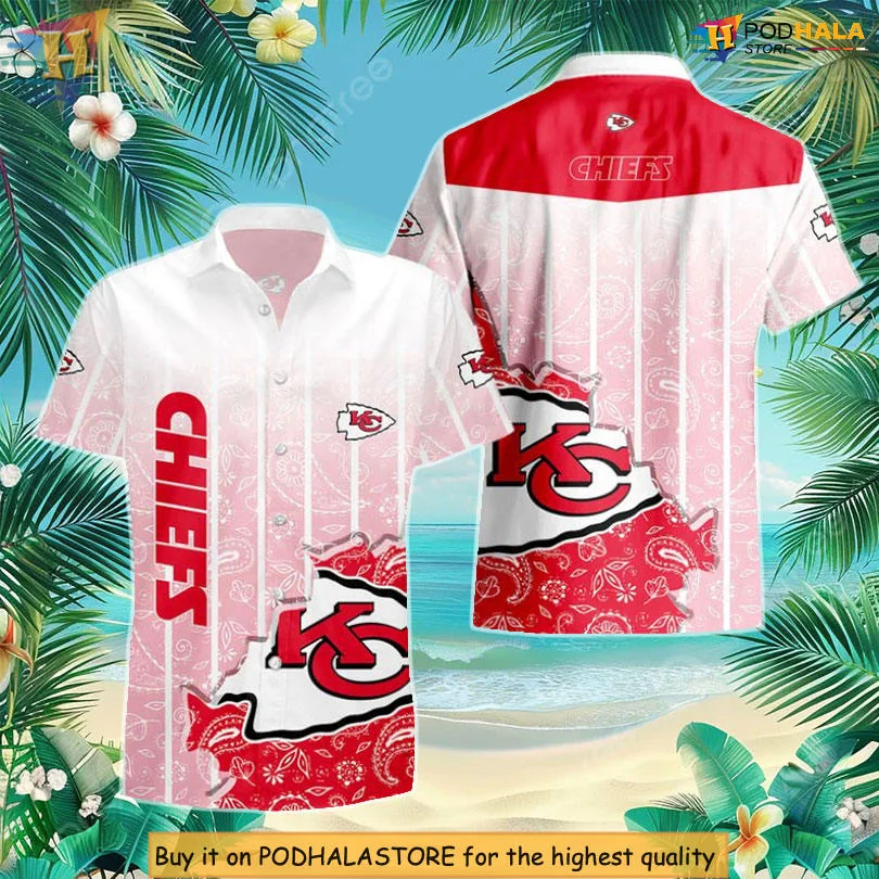 Kansas City Chiefs Hawaiian Shirt With Bold Logo And Paisley Design