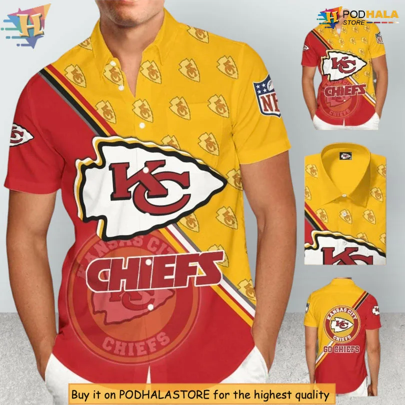 Kansas City Chiefs Hawaiian Shirt With Bold Shield Pattern