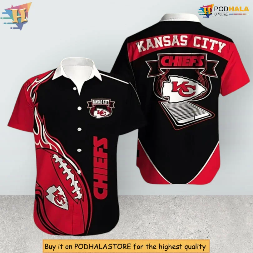 Kansas City Chiefs Hawaiian Shirt With Bold Team Logo And Football Motifs