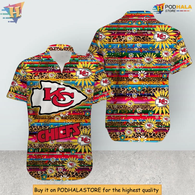 Kansas City Chiefs Hawaiian Shirt With Colorful Floral Palm Leaf Design