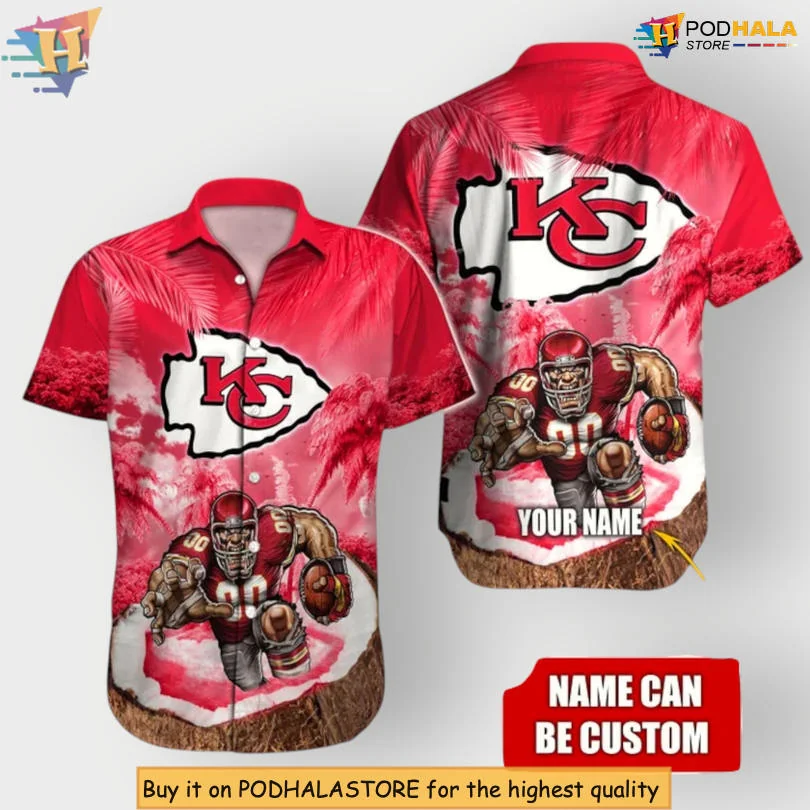 Kansas City Chiefs Hawaiian Shirt With Custom Name And Tropical Design