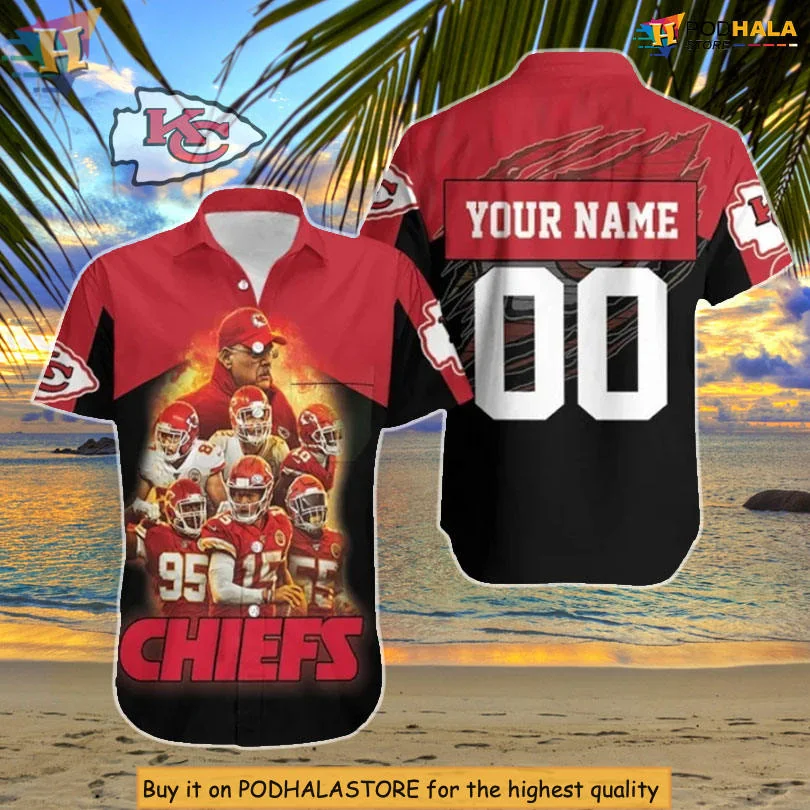 Kansas City Chiefs Aloha Shirt With Customizable Name And Player Design Kansas City Chiefs Aloha Shirt With Customizable Name And Player Design