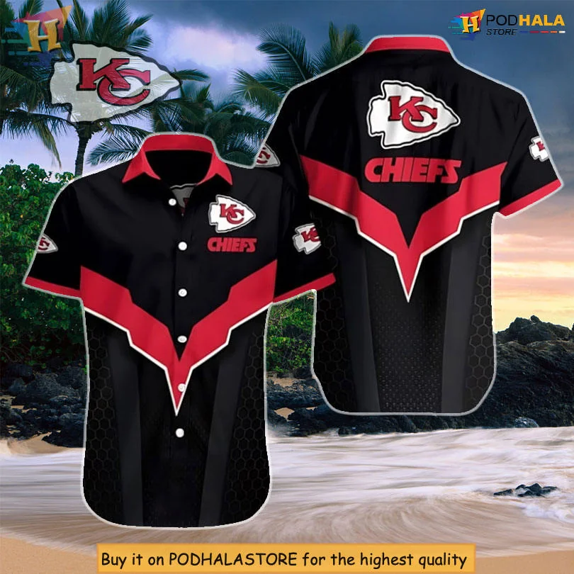 Kansas City Chiefs Hawaiian Shirt With Hexagon Chevron Design