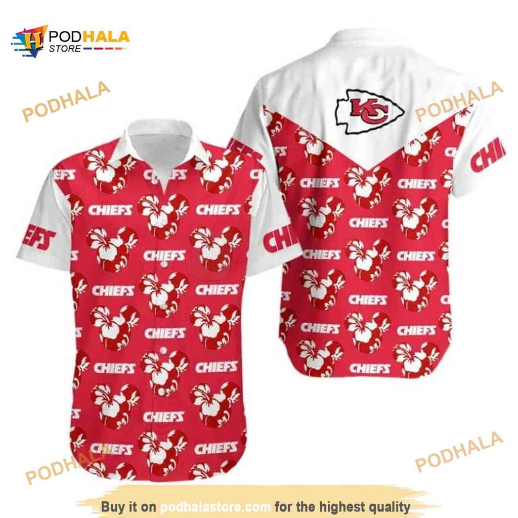 Kansas City Chiefs Hawaiian Shirt With Hibiscus Flowers And Logo