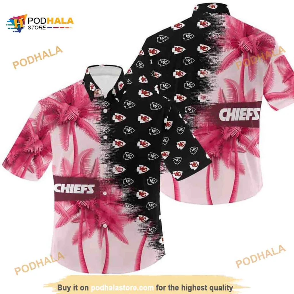 Kansas City Chiefs Hawaiian Shirt With Pink Palm Trees Design