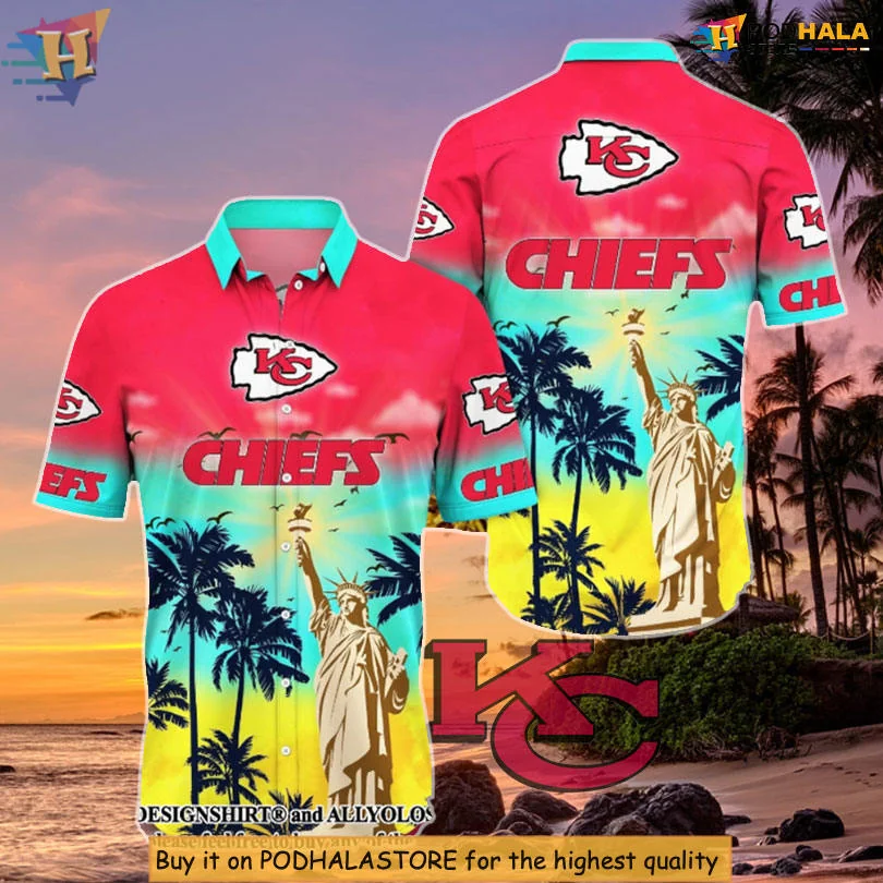 Kansas City Chiefs Hawaiian Shirt With Statue Of Liberty Design