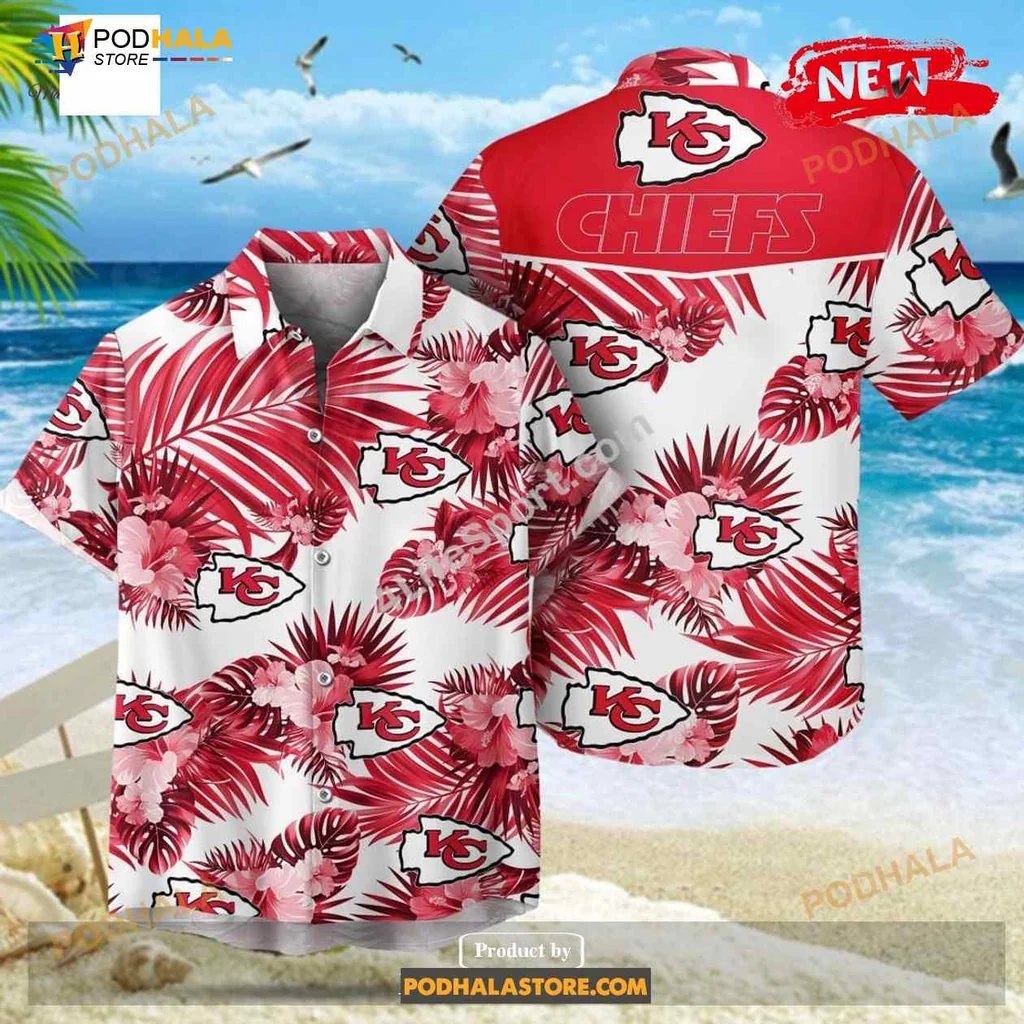 Kansas City Chiefs Hawaiian Shirt With Tropical Palm Leaves Design